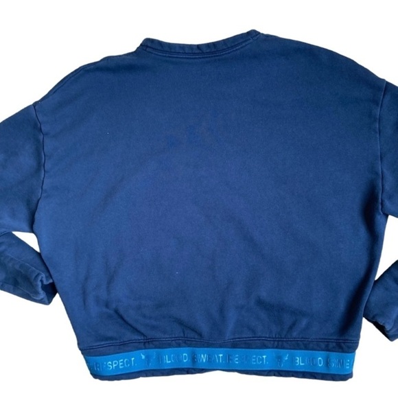 Under Armour Project Rock Sweater Crewneck Sweatshirt Drawstring Crop Navy S - Picture 9 of 15